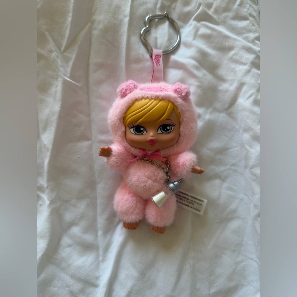 Adorable Pink Plush Keychain Doll